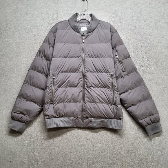 Tesla Men Puffer Jacket Medium Gray Full Zip Logo‎ - Picture 1 of 9